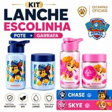 Kit Lanche Infantil Patrulha Canina Com Pote E Garrafa Squeeze Escolar Volta Às Aulas