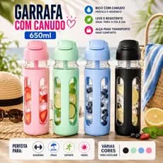 Garrafa De Água Com Canudo Alça Squeeze Com Bico Varias Cores Para Escolher