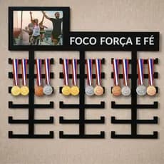 Porta Medalhas Foco Força E Fé Suporte Parede Medalhas