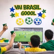 Kit torcedor letreiro decoração MDF Futebol seleção vai Brasil enfeite copa