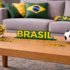 Decoração mesa Brasil letreiro seleção brasileira futebol torcedor