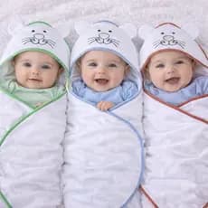 Toalha de Banho Bebe Kit 3 Toalhas Bordada com Capuz Dupla Face 100% Algodão Menino Menina