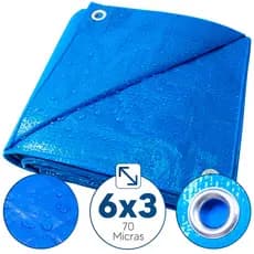 Lona Plástica de Proteção Cobertura Impermeável Azul 6x3 mts