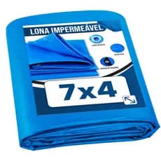 Lona Plástica de Proteção Cobertura Impermeável Azul 7x4 mts