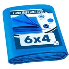Lona Plástica de Proteção Cobertura Impermeável Azul 6x4 mts
