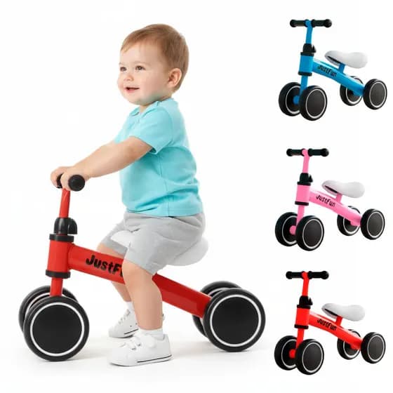 Bicicleta De Equilíbrio Infantil Andador Sem Pedal 4 Rodas Aprender a Andar Azul Rosa Vermelho Bebê Presente Bike