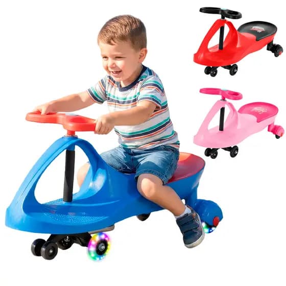 Carrinho Infantil Rolimã Gira Gira Triciclo Roda Led Volante 360° Suporta 100kg Rosa Azul Vermelho Brinquedo Presente
