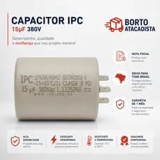 Capacitor 15uF 380V IPC Ar-Condicionado Terminal Duplo Faston Permanente Original NF