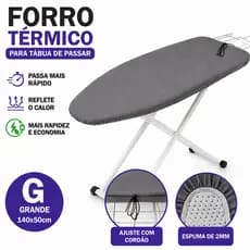 Forro Capa Termica Universal Passar Roupas com Espuma Tamnho G 140x50 Aluminizada