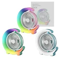 Ventilador Portátil Recarregável de Mesa Iluminação LED RGB Circulating Fan Hmaston F11