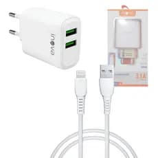 Carregador Completo 02 Entradas USB 3.1A com Cabo Lightning de 1 Metro i6 INOVA CAR-12820A