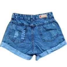 Short Jeans Barra Dobrada Short Jeans Feminino Cintura Alta bermuda Jeans Rasgado Feminino