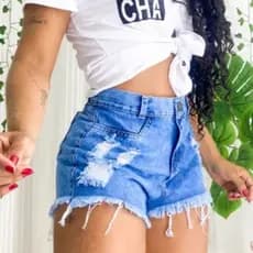 Short Jeans Feminino Desfiado Hot Pants Short Jeans Cintura Alta Modelo Detonado Short Jeans Anita