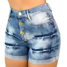 Short Feminino Jeans Short Curto Jeans Feminino Jeans Luxo Rasgado Detonado