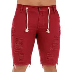 Bermuda Jeans Masculina Destroyed sem Lycra Ultima Moda Para Homens Estilosos Promoção Relâmpago