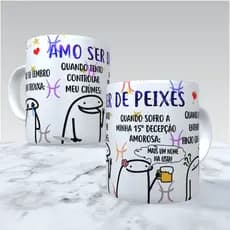 Caneca Flork - Signo de Peixes - Envio Rápido - Caneca de Porcelana Personalizada Exclusiva - Frases Engraçadas