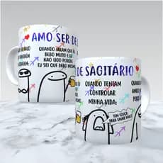 Caneca Flork - Signo de Sagitário - Envio Rápido - Caneca de Porcelana Personalizada Exclusiva - Frases Engraçadas