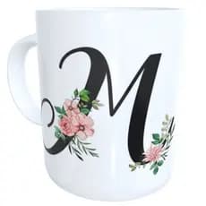Caneca de Porcelana Personalizada Exclusiva - Envio em 24 horas - Com o Nome Impresso  Letra M -