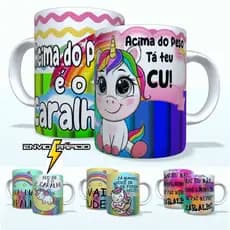 Caneca Personalizada Unicórnio malcriado -  Caneca Porcelana Personalizada Exclusiva