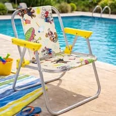 Cadeira Infantil Amarela Patrulha Canina em Alumínio. Suporta 30kg. Praia, Piscina, Jardim, Camping.
