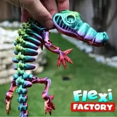 Crocodilo Esqueleto Articulado Brinquedo Jacaré Coleção Flexi Toy