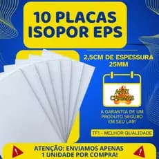 Kit 10 Placas Isopor EPS - Espessura 25mm (2,5cm) Forro Térmico Acústico - ISOPOR DE QUALIDADE