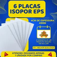 Kit 6 Placas Isopor EPS - Espessura 40mm (4cm) Forro Térmico Acústico - ISOPOR DE QUALIDADE
