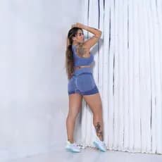Conjunto Fitness Feminino com Top e Short - Cintura Alta Modeladora e Levanta Bumbum