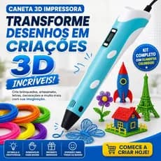 Caneta 3D Impressora Kit Completo com Filamentos Coloridos para Desenho Modelagem e Artesanato