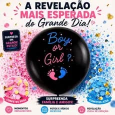 Balão Chá Revelação 32 Polegadas com Confetes Azul e Rosa Boy or Girl Menino ou Menina