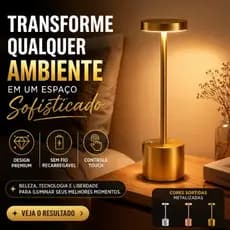 Abajur LED Sem Fio Recarregável Touch Luminária de Mesa Moderna Luxo 3 Modos Luz