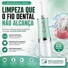 Irrigador Bucal Portátil Recarregável Alta Pressão Limpeza Profunda Gengivas Aparelho Ortodôntico