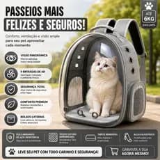 Mochila Pet Transporte Transparente para Cães e Gatos até 6kg com Ventilação e Visão Ampla