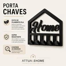 Porta Chaves Decorativo Home Organizador de Chaves de Parede em PLA Super Resistente Com Dupla Face