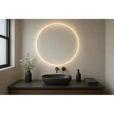 Espelho de LED Redondo 60x60cm | Luz Fria e Quente | Suporte Incluso | Envio Full