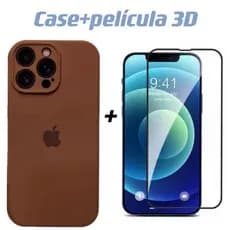 Kit 2em1 Capa Chapinha Case Silicone Aveludada com proteção de câmera+película 3D para iphone 11 11pro 11promax