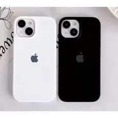 Capinha Silicone Aveludada iPhone Preto Branco 7 8 Plus XR 11 12 13 14 15 16 Pro Max Capa iPhone