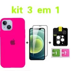 Kit 3em1 Proteção Completa Para iPhone11 11pro 11promaxNormal Linha Premium - Capa + Película 3D + Película de Câmera