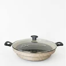 Churrasqueira de Fogão Marfim 32cm Grill Antiaderente c/ Tampa de Vidro