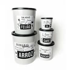 KIT POTES DE MANTIMENTOS PARA COZINHA 5 PEÇAS.