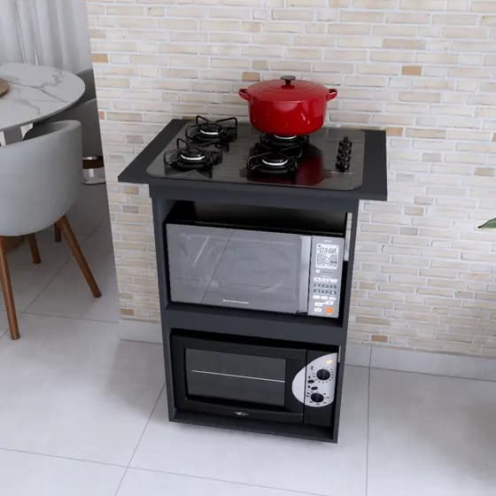 Balcão de Cozinha para Cooktop 4 Bocas - Para Microondas e Forno Elétrico