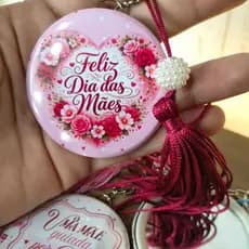 Chaveiro com Espelho Personalizado Dia das Mães | Lembrancinha Brinde Feminino Presente Mãe