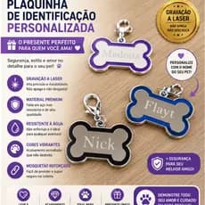 Pingente Pet Personalizado com Nome e Telefone | Plaquinha Metal para Coleira