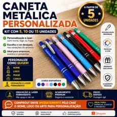 Caneta Personalizada Metal Touchscreen Laser Kit 5 10 15 Unidades Nome Logo Empresa