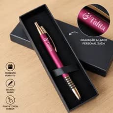 Caneta Personalizada com Nome e Estojo | Touch Screen | Gravação a Laser Presente