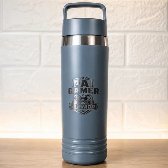 Garrafa de Água Térmica Personalizada 700ml Inox 304 Gravação a Laser Dia dos Pais