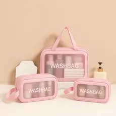 Kit 3 Necessaires impermeável Portátil Para Produtos De Higiene Pessoal MC04