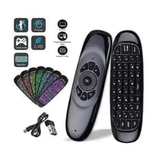 Mini Controle sem fio com Teclado Air Mouse S/fio 2.4 GHZ Wireles Com Luz Universal USB Smart BOX PC