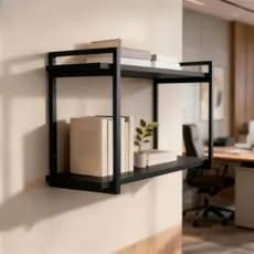 Prateleira Industrial Suspensa Organizador 2 Níveis MDF 60cm Suporte Preto