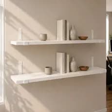Kit 2x Prateleiras Industriais Branca 90x20cm C/ Mão Francesa Branca Decoração Livros